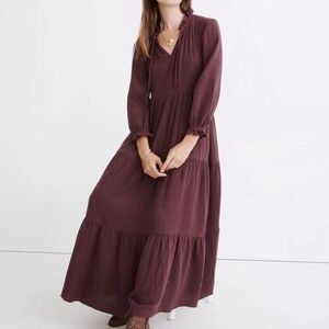 Madewell Gauze Burgundy Boho Dress Size Large